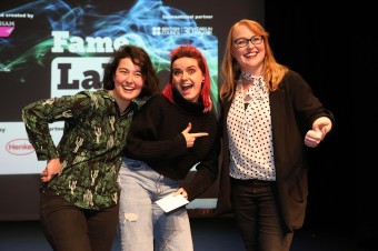 FameLab Ireland 2020 finalists standing on a stage